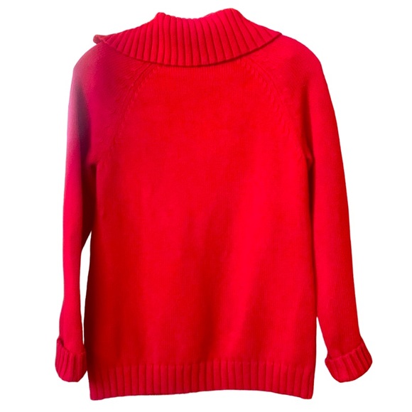 TALBOTS Red L/S Sweater w/Faux Leather Detail Collar - Size Small - Picture 5 of 5